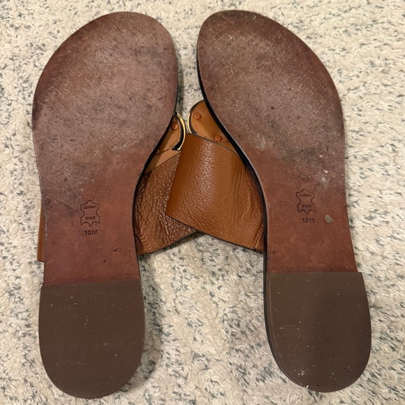 Tory Burch Patos Disk Womens Flip Flops Sandals Size 10 Brown Leather - Picture 3 of 5
